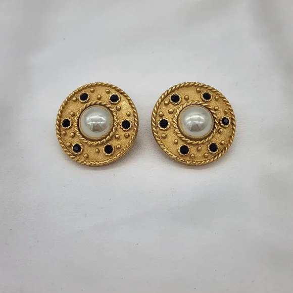 Carolee Jewelry Vintage Carolee Goldtone Pearl Round Rope Trim